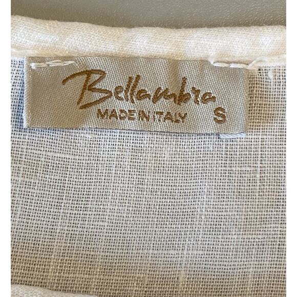 Bellambra White Eyelet 100% Linen Tunic Top Oversized Ruffled Made In Italy - Picture 7 of 11